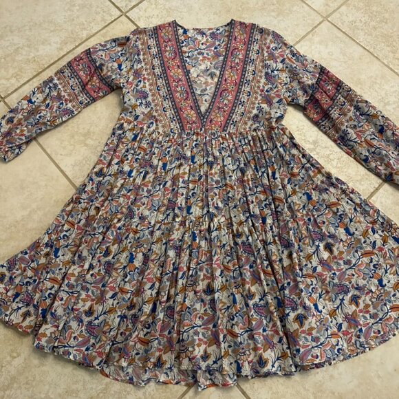 Urban Outfitters Loose multi-tiered dress, multicolor, 100% cotton size 12 - Picture 1 of 8